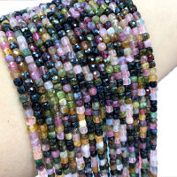 Fine 100 Natural Stone Tourmaline Faceted Square Gemstone Spacer Beads For Jewelry Making DIY Bracelet Necklace 4-5MM