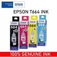 หมึกเติมของแท้ Epson รุ่น 664 /T664 สีดำ/สีฟ้า/สีชมพู/สีเหลือง