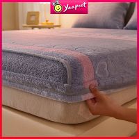 Winter Warm Thick Flannel Fitted Sheet Elastic Band Bed Cover Mattress Protector Queen King Size Double 180 150 Bed Mat Home