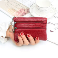 L Small Coin Credit Card Key Ring Wallet Double PU Leather Coin Purse Women Mini Wallet Card Holder Multifunctional Wallet