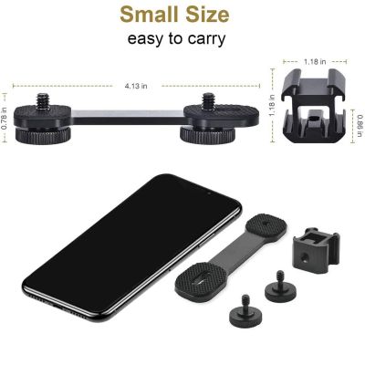 ”【；【-= Triple Cold Shoe Mount Universal Extension Bracket Holder Adapter For LED Video Light DSLR Phone Gimbal Stabilizer