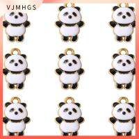 VJMHGS 20 Pcs 0.710.45นิ้วค่ะ น่ารักสีดำและสีขาวแพนด้าเสน่ห์ รูปหมีแพนด้า โลหะผสมอัลลอยด์ เครื่องรางดีไอวาย ใช้งานได้ดีมาก เครื่องรางรูปสัตว์3D สาวๆ