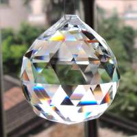 Feng Shui คริสตัลทรงกลมสำหรับแขวน Sphere Prism Rainbow Suncatcher จี้ DIY กระจก Prism Chandelier Parts ลูกบอลแสงงานแต่งงานการตกแต่งบ้านปาร์ตี้