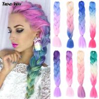 24Inch Synthetic Long Jumbo Ombre Braiding Hair For Women Colorful Braids 100g Rainbow Hair Gray Black Trend Way