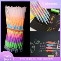 10ชิ้นภาพวาดโรงเรียนหมึกเรืองแสงสำหรับการวาดปากกาลูกลื่นเติมได้ปากกาหมึกเจลปากกาเน้นข้อความสีรุ้ง