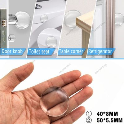 6pcs Self-adhesive Transparent Soft Silicone Wall Protector Door Handle Bumper Protective Plug Non-slip Round Doors Stop Muffler Decorative Door Stops