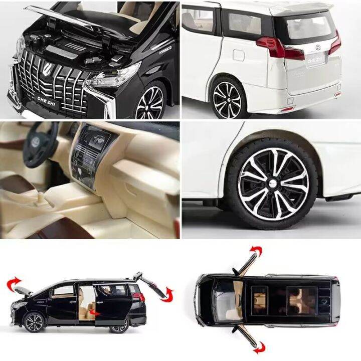 โมเดลรถโลหะผสม1-24-toyota-vellfire-รถ-diecast-จำลองเสียงไฟวันเกิดของสะสมของขวัญปีใหม่-lm300h-โตโยต้าอัลฟาร์ดหรือเล็กซัส