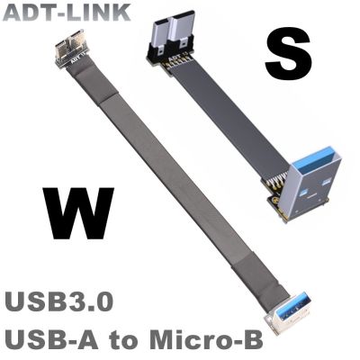 ADT Merek USB3.0 Kabel Pita Datar FPC FPV USB 3.0 Adaptor Micro-b Lipat 90 Derajat Tipe-a Konektor Micro-usb Ekstensi Data