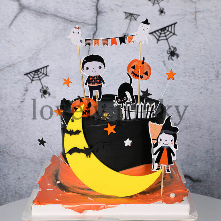 พร้อมส่ง-ป้ายปักเค้กแต่งขนมฮัลโลวีน-happy-halloween-รูปผี-ฟักทอง-หมวกแม่มด-บ้านผีสิง-เทศกาลฮัลโลวีน-ป้ายแต่งเค้ก