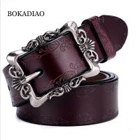 Bokadiao Hot Wanita Asli Leather Belt Punk Mewah Merek Desain Ikat Pinggang untuk Wanita Kasual Kualitas Tinggi Jeans Wanita Sabuk coklat