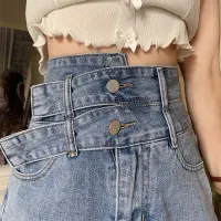 Summer New Super High-Waist Denim Shorts Womens Large Size Design Looks Thin And All-Match Hot Pants Loose Fat Mm Wide-Leg