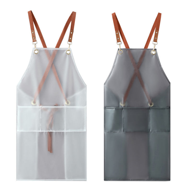 bib-apron-chef-apron-vinyl-cooking-apron-oil-resistant-apron-waterproof-kitchen-apron-transparent-cooking-apron
