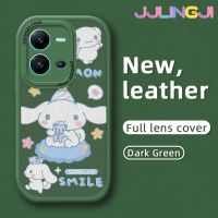 Jlingji เคสสำหรับ Vivo V25 5G เคส V25E X80 Lite 5G ลาย Cinnamoroll น่ารักดีไซน์ใหม่เคสใส่โทรศัพท์หนังซิลิโคนนิ่มป้องกันการตกเคสมือถือกันกระแทกเลนส์คลุมทั้งหมดเคสป้องกันกล้อง