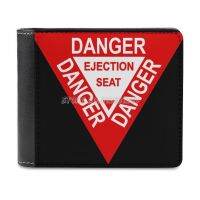 Ejection Warning Leather Wallet Mens Wallet Purse Money Clips Aviation Warning Label Ejection Danger Sign