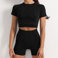 Yoga Clothing  New Arrival Ins Seamless Knitted Sexy Sport Short-sleeves High Waist Shorts Yoga Set Female Gym Leggings