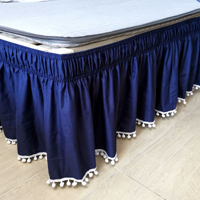 Wrap Around Small Ball Bed Skirt Elastic Bed Ruffles Easy Fit Easy Off Fade Resistant Solid Color Bed Skirts Ho Quality #