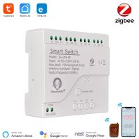 Tuya สมาร์ท Inching Zigbee 220V สวิทช์4ช่องพร้อมรางที่อยู่อาศัยทำงานร่วมกับ Alexa ชีวิตสมาร์ทแอปรีโมทคอนโทรล Ewelink