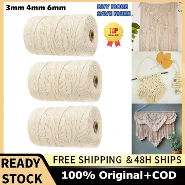 3mm 4mm 5mm 6mm Macrame Twisted String Cotton Cord For Handmade Natural  Beige Cords DIY Home Wedding Accessories Gift