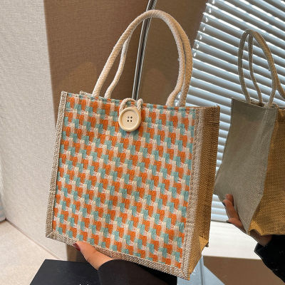 Spot Wholesale Portable Linen Bag Womens 2023 New Linen Gift Bag Jute Woven Hand Small Satchel
