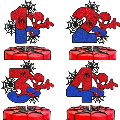 Disney Spiderman Birthday Party Cake Decorations Kids 1 2 3 4 5 6 8th Birthday Cake Toppers for Kids Boys Party Cake Decoration