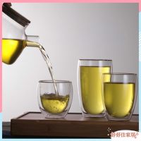 ~Double Layer Transparent Glass Tea Cup Bamboo Lid Set Coffee Milk