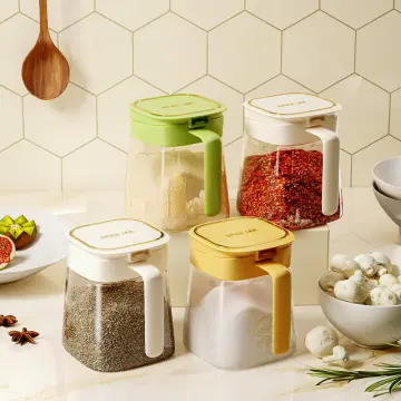 Spice Jar Seasoning Box Set Kitchen Container Tools Condiment Jars Cruet  with Cover and Spoon Kitchen Utensils Supplies Salt Cellar with Lid