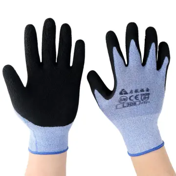 1pair Thickened Rubber Dipped Anti-slip Construction Work Gloves