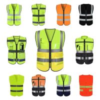 High Visibility Black Safety Vest With Zipper Logo Customized Work Wear Black Safety Vest Reflective