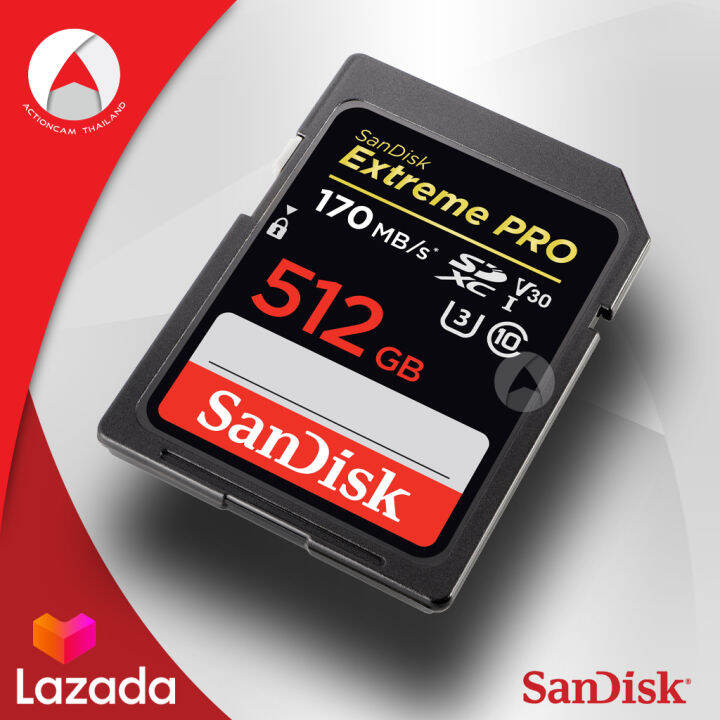 ผ่อน-0-sandisk-extreme-pro-sd-card-512gb-ผ่อนนานสูงสุด-6-เดือน-sdxc-ความเร็ว-อ่าน-170mb-s-เขียน-100mb-s-sdsdxxy-512g-gn4in-เมมโมรี่-การ์ด-แซนดิส-ประกัน-lifetime-โดย-synnex-สีดำ-กล้อง-ถ่ายถาพ-4k-60fps