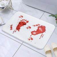 【PPQ Home Life Museum】 ฮาโลวีน Bloody เปลี่ยนสี Bath Mat แผ่นเปลี่ยนเป็นสีแดงเปียก Scare เพื่อน Bloody Footprint Bath Mat พรมกันลื่น Home Decor