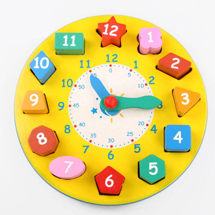 Digital Clock Shape Teaching Aids Wooden Puzzle Kindergarten Children