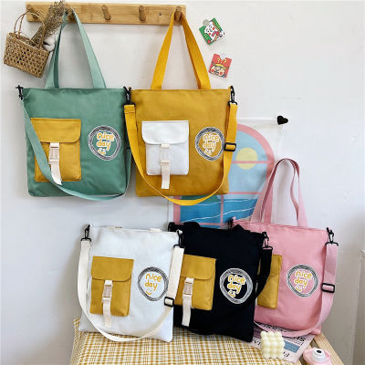 Large Capacity Canvas Bag Female 2021 New Fashion Cartoon Young Girl All-Match Japanese Style Students Class Shoulder Bag