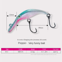 เหยื่อตกปลาประดิษฐ์38มม. 2.3G เหยื่อตกปลาน้ำเค็มน้ำจืด Hard เหยื่อ Sharp Hooks Fishing Tackle Swimbait Fishhook