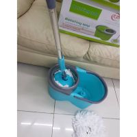 MAI_ไม้กวาด ROTATING SPIN MOP 360 ไม้ถูพื้น ผ้าไมโครไฟเบอร์พร้อมถังปั่นทำความสะอาดสแตนเลส 360 อ ไม้กวาดบ้าน  ไม้กวาดฝุ่น