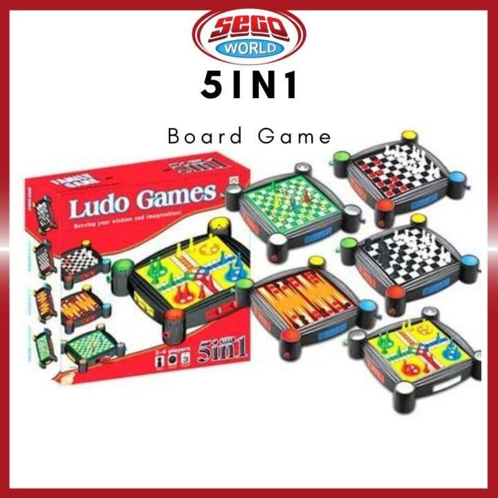 Malaysia Stock [READY STOCK] 5 IN 1 Board game Chess/ Snake/ Ludo