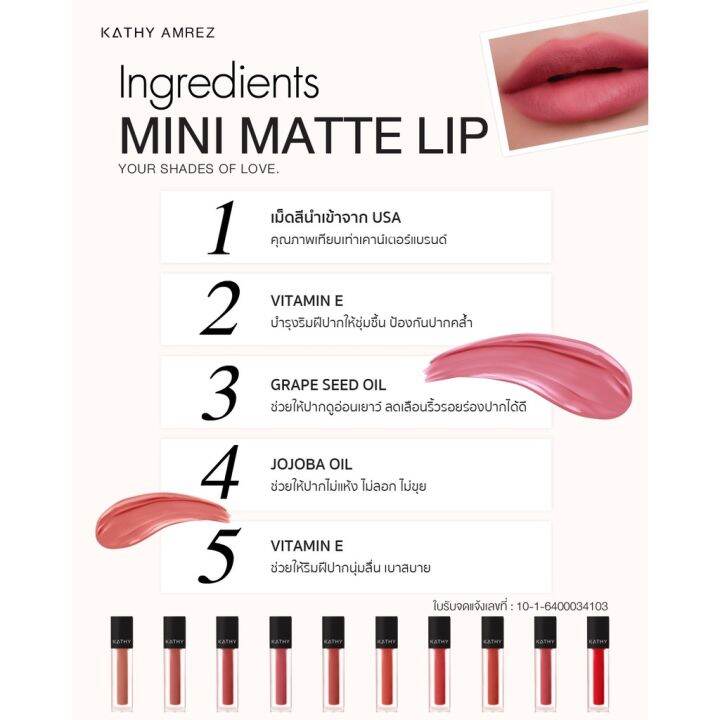 ลิป-kathy-mini-matte-lip-ลิปกระแต-ลิปไม่ติดแมส-พร้อมส่ง