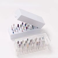 48 Holes Nail Art Drill Bits Storage Box Clear Acrylic Stand Holder Grinding Head Display Manicure Makeup Organizer Accessories