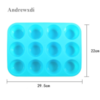 12หลุมซิลิโคนถาดมัฟฟินแม่พิมพ์อบขนาดใหญ่คัพเค้กพุดดิ้งบราวนี่แม่พิมพ์