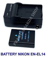 (Saving Set 1+1) EN-EL14  EN-EL14a  ENEL14  ENEL14a แบตเตอรี่และแท่นชาร์จกล้องนิคอน Battery and Charger For Nikon D3100,D3200,D3300,D3400,D3500,D5100,D5200,D5300,D5500,D5600,Df DSLR,P7000,P7700,P7800 BY PRAKARDSAKDA SHOP