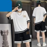 【hot seller】 Mens summer thin section loose casual t-shirt two-piece suit trendy handsome half-sleeved 2023 new short-sleeved