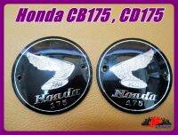 HONDA CB175 CD175 FUEL TANK CIRCLE EMBLEM "BLACK" &amp; "SILVER" SET PAIR // โล้โก้ข้างถังน้ำมัน วงกลม สีดำ ปีกสีเงิน