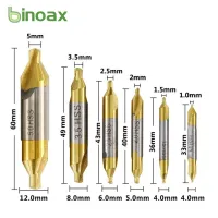 Binoax Center Drill Bit Set 6pcs HSS TiN Coated Automatic Hole Drill Hole Cutter 1.0-5.0mm 60 Degrees Woodworking Tools Drills  Drivers