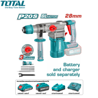 TOTAL สว่านโรตารี่ 28 มม. ไร้สาย 20 V (3 ระบบ) มอเตอร์ไร้แปรงถ่าน รุ่น TRHLI20288 (Rotary Hammer) สว่านเจาะคอนกรีต