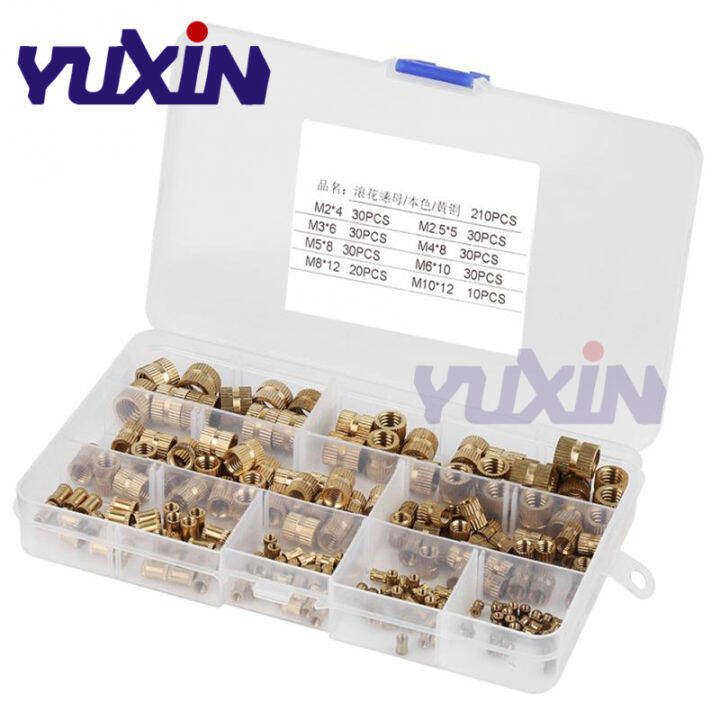 330pcs210pcs-m2-m10-brass-knurled-insert-nuts-threaded-insert-screws-assortment-set-kit-industry-machinery-nut-injection-tools