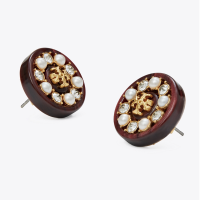 ปุ่มกลมเรซิ่นเพชร Matt Gold Commuter Stud Earrings For WomenTH
