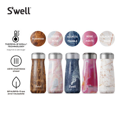 Swell 18/8 Stainless Steel Triple Layered Traveler with Therma-S’well Technology - Core Collection 470ml ขวดน้ำหินอ่อน
