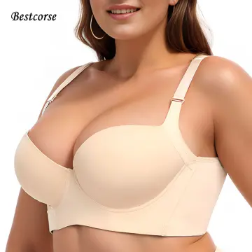 Bestcorse 40 Cup C B 36 38 42 44 Black Strapless Bra Plus Size Bra For Woman  Push Up Balconette Big Boobs Breast Chest Chubby Beige Nude Skintone 36C  36D 38B With