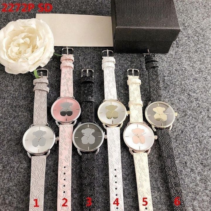 นาฬิกาข้อมือควอตซ์สำหรับสุภาพสตรีหรูหราแฟชั่นเครือข่ายนาฬิกาข้อมือสตรีดูสง่างามสีดำสีชมพู