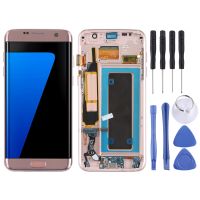 หน้าจอ LCD และ Digitizer ประกอบเต็มตัวเครื่องพิเศษของแท้ (พร้อมกรอบ/แผงสำหรับชาร์จสายเคเบิลยืดหยุ่น/สายแพปุ่มเปิด/ปิดไอโฟน/ปุ่มปรับระดับเสียง) สำหรับ Galaxy S7ขอบ/G935F/G935FD (ทองคำสีกุหลาบ)(WTYD)