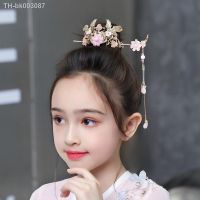 ✱﹍□ Chinese Costume Flower Hairpin Children Hanfu Tassel Pearl Hair Ornament